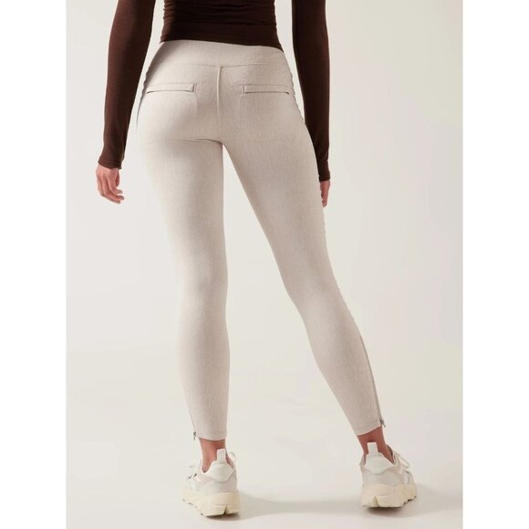 ATHLETA Delancey Textured Moto Tight Creme High Rise Ankle Leggings, Size S - Picture 3 of 16